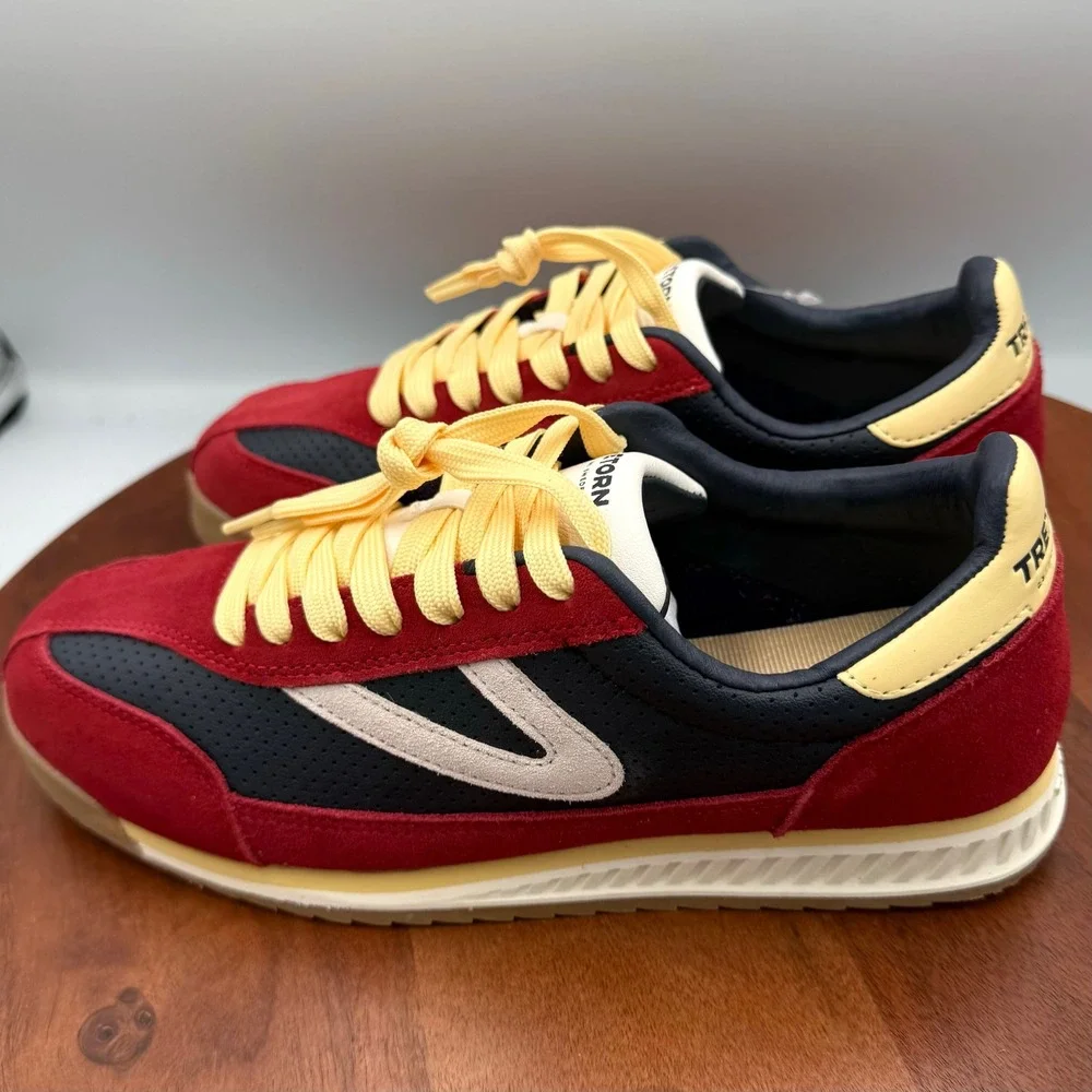 Tretorn Rawlins 2.0 Sneakers Colorblock Red Navy Yellow Retro Sporty Womens 9 - Picture 5 of 12